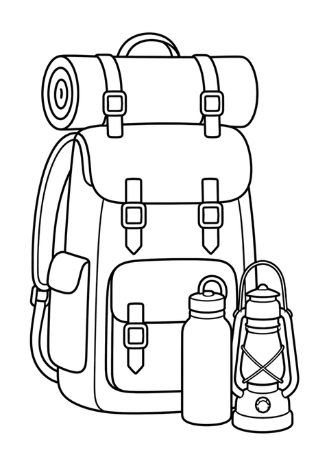 Hiking gear coloring page