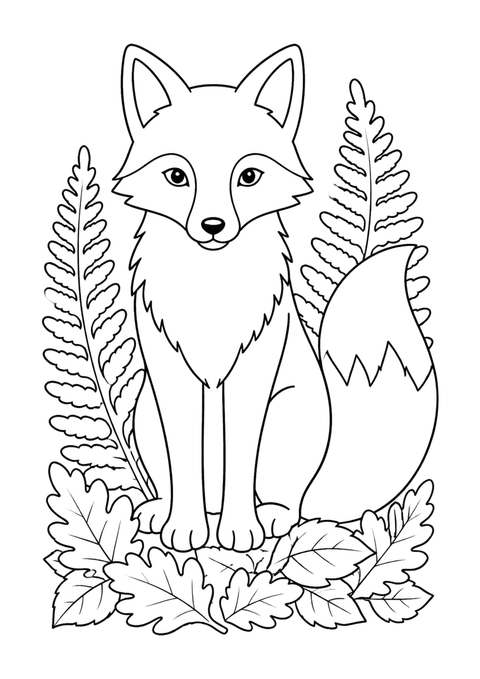 Fox in the woods coloring page