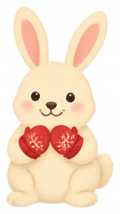 Illustrated Rabbit With Mittens